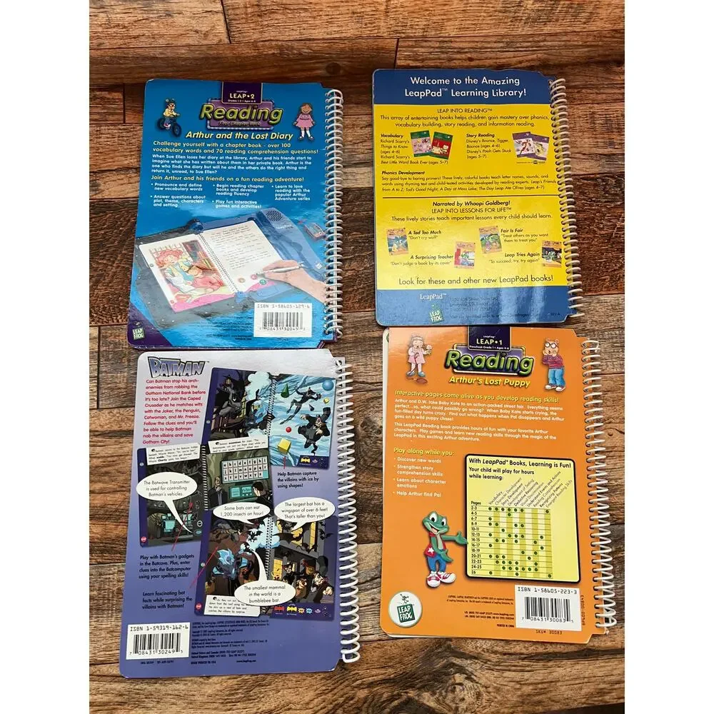 Leapfrog Leap Pad 4 Books and 3 Cartridges Toy Story Batman Reading Learning